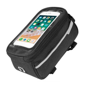 Bike Phone Front Frame Bag Bicycle Bag Waterproof Bike Phone Mount Top Tube Bag- Black