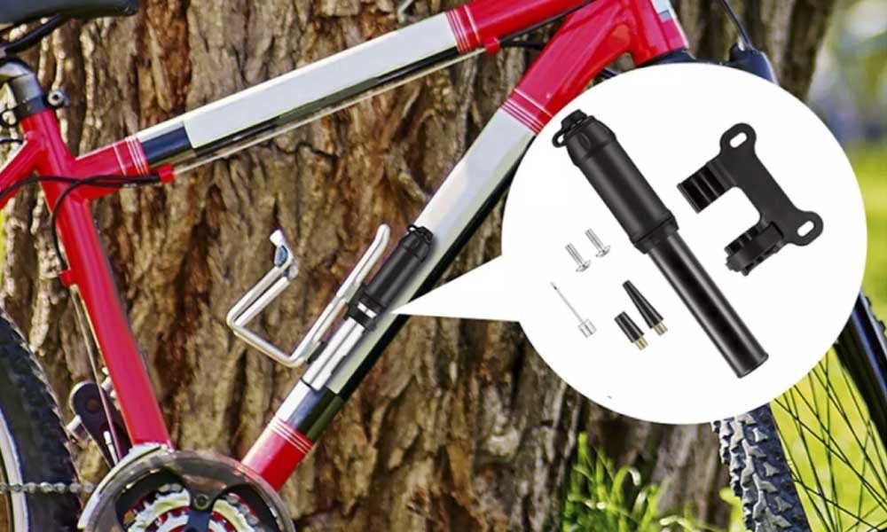 Bike Pump Portable, Ball Pump Inflator Bicycle Floor Pump with high Pressure Buffer- Black
