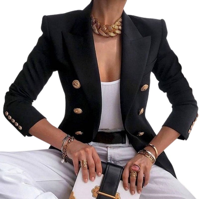 Buy Button Short Blazer with Pockets - MyDeal