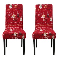 Christmas Dining Room Chair Covers Set of 2, Stretch Xmas Chair Slipcovers Protector, Spandex Washable Kitchen Parsons Chair Cover for Dining Room- Santa Claus