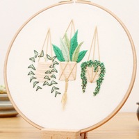 Embroidery Starter Kit with Pattern and Instructions, Cross Stitch Set, Stamped Embroidery Kits DIY Embroidery Clothes - Flamingo White