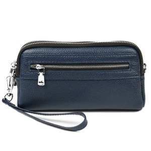 Leather Clutch Purse Wallet, Wristlet Holder Wrist Bag Pack Business Handbag- Blue