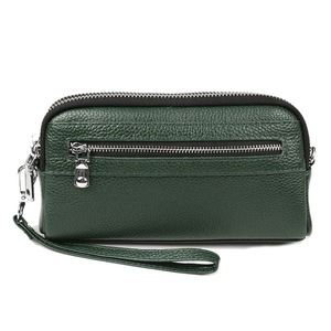 Leather Clutch Purse Wallet, Wristlet Holder Wrist Bag Pack Business Handbag- Dark Green