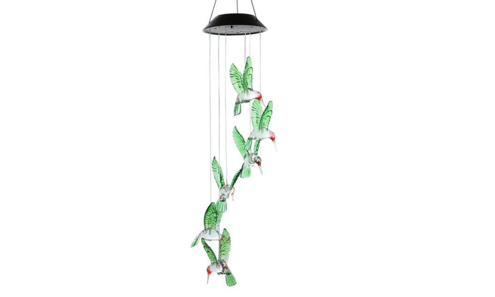 Hummingbird Solar Wind Chime Color Changing Solar Mobile Light Waterproof LED Wind Chime