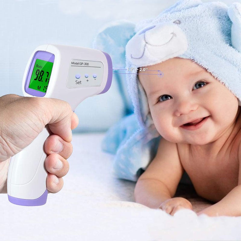 Digital Thermometer for Adults and Kids, No Touch Forehead Thermometer- White with Purple