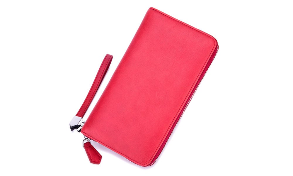 Ladies Genuine Leather Wallets with Card Slots - Red