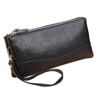 Women's Genuine Leather Wristlet Clutch Cell Phone Wallet, Multi Card Organizer Wallet Purse- Royal Blue