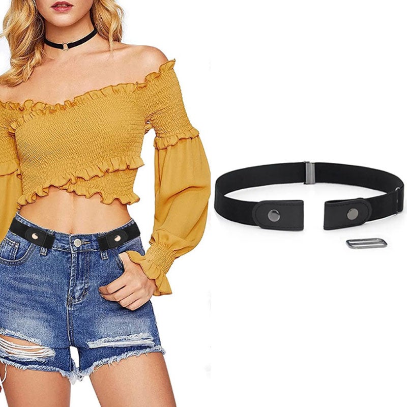 No Buckle Elastic Belt for Men and Women Belt Loops, Comfortable and Easy To Use - Black
