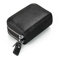 RFID Blocking Leather Wallet for Women, 11 slots Excellent Women's Genuine Leather Credit Card Holder- Black