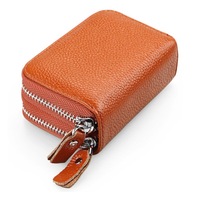 RFID Blocking Leather Wallet for Women, 11 slots Excellent Women's Genuine Leather Credit Card Holder- Brown