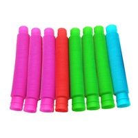 Set of 8 Pop Tubes Sensory Toys, Fine Motor Skills Fidget Pack Toddler Toys- 3x Green, 3x Pink, 1x Red, 1x Blue