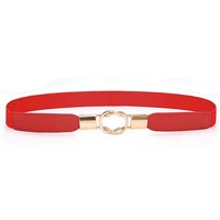 Women Skinny Belt for Dresses Retro Stretch Ladies Waist Belt- Red