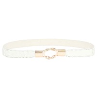 Women Skinny Belt for Dresses Retro Stretch Ladies Waist Belt- White