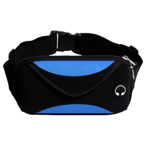 Sporty Waist Bag Crossbody Fanny Pack with Zipper Pockets Hands-Free Wallets Waist Pack Phone Bag Carrying All Phones - Black with Blue