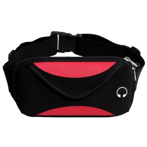 Sporty Waist Bag Crossbody Fanny Pack with Zipper Pockets Hands-Free Wallets Waist Pack Phone Bag Carrying All Phones - Black with Red
