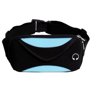 Sporty Waist Bag Crossbody Fanny Pack with Zipper Pockets Hands-Free Wallets Waist Pack Phone Bag Carrying All Phones - Black with Sky Blue