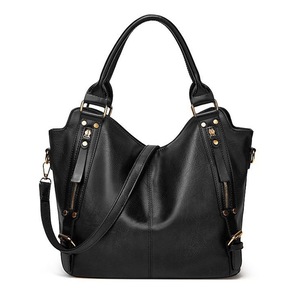 Women Tote Bag Handbags PU Leather Fashion Hobo Shoulder Bags with Adjustable Shoulder Strap- Black