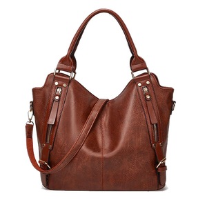 Women Tote Bag Handbags PU Leather Fashion Hobo Shoulder Bags with Adjustable Shoulder Strap- brown