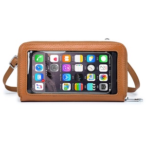 Touchable Phone Bag Genuine leather - Beautiful Small Bag - Brown