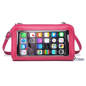 Touchable Phone Bag Genuine leather - Beautiful Small Bag - Rose Red