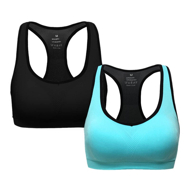 Women Racerback Sports Bras - High Impact Workout Gym Activewear Bra, 2 Packs