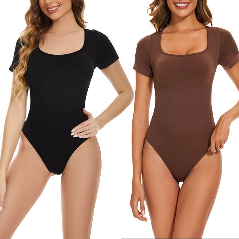 Buy Women's Square Neck Short Sleeve Bodysuits - 2 Pack - MyDeal