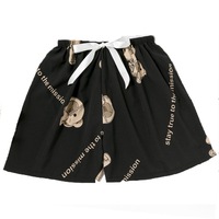 Women's Summer Drawstring Sleepwear Comfy Shorts - Bear on Black