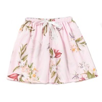 Women's Summer Drawstring Sleepwear Comfy Shorts - Floral on Pink