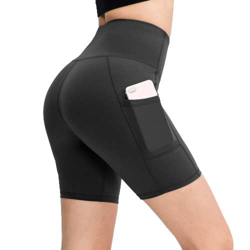Women's Yoga Shorts with Pockets - High Waist Biker Running Compression Exercise