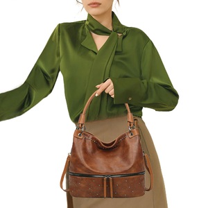 Women Studded Ladies Large Capacity Bucket Tote bag - Brown