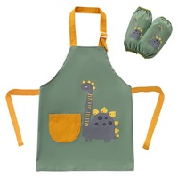 Waterproof Dinosaur Kids Painting Apron, Toddler Art Smock Children Apron for Painting, Cooking, Baking, Green