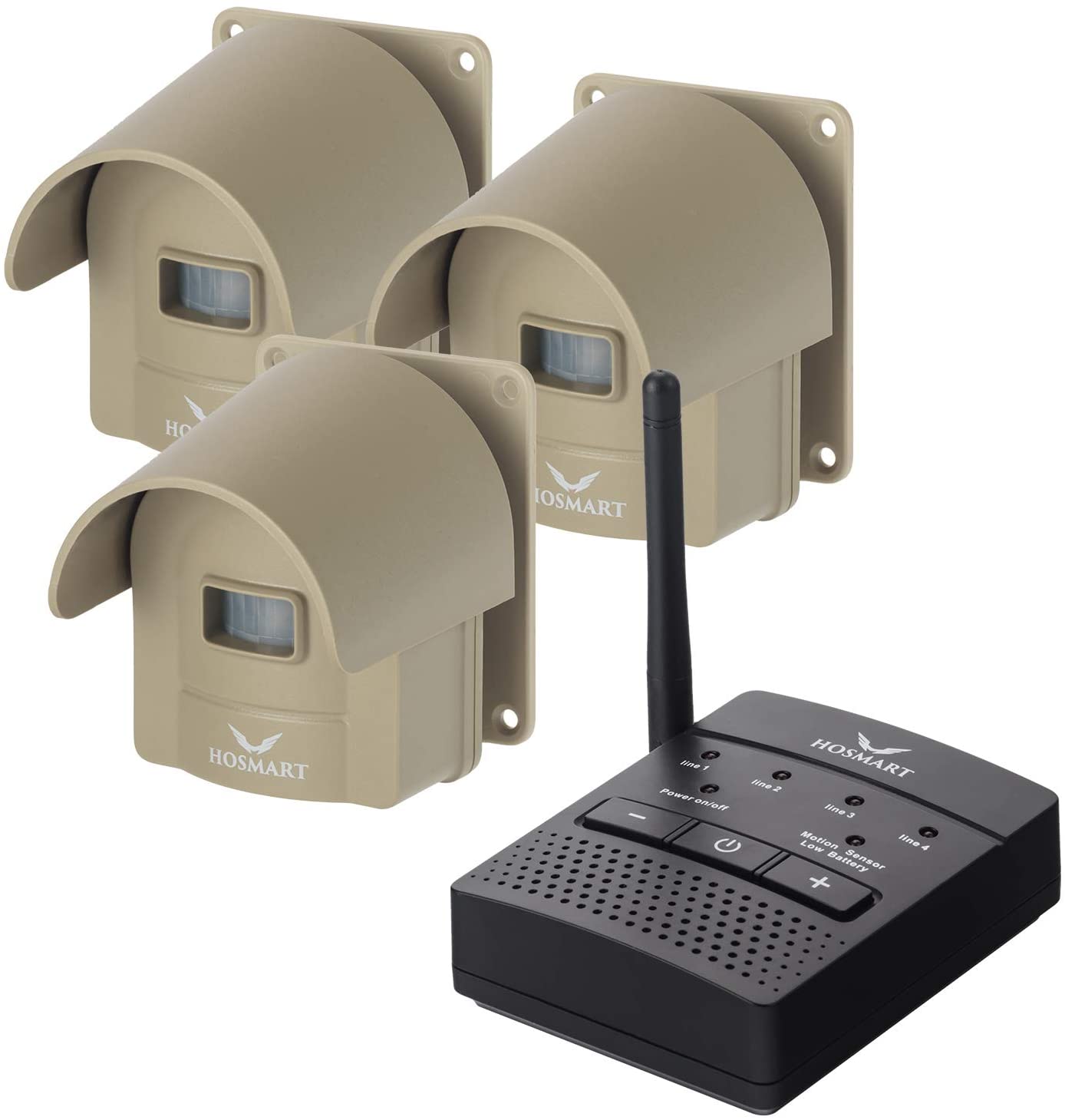 Hosmart 1/4 Mile Long Range Rechargable Wireless Driveway Alarm Alert System (1 Receiver and 3 Sensors)