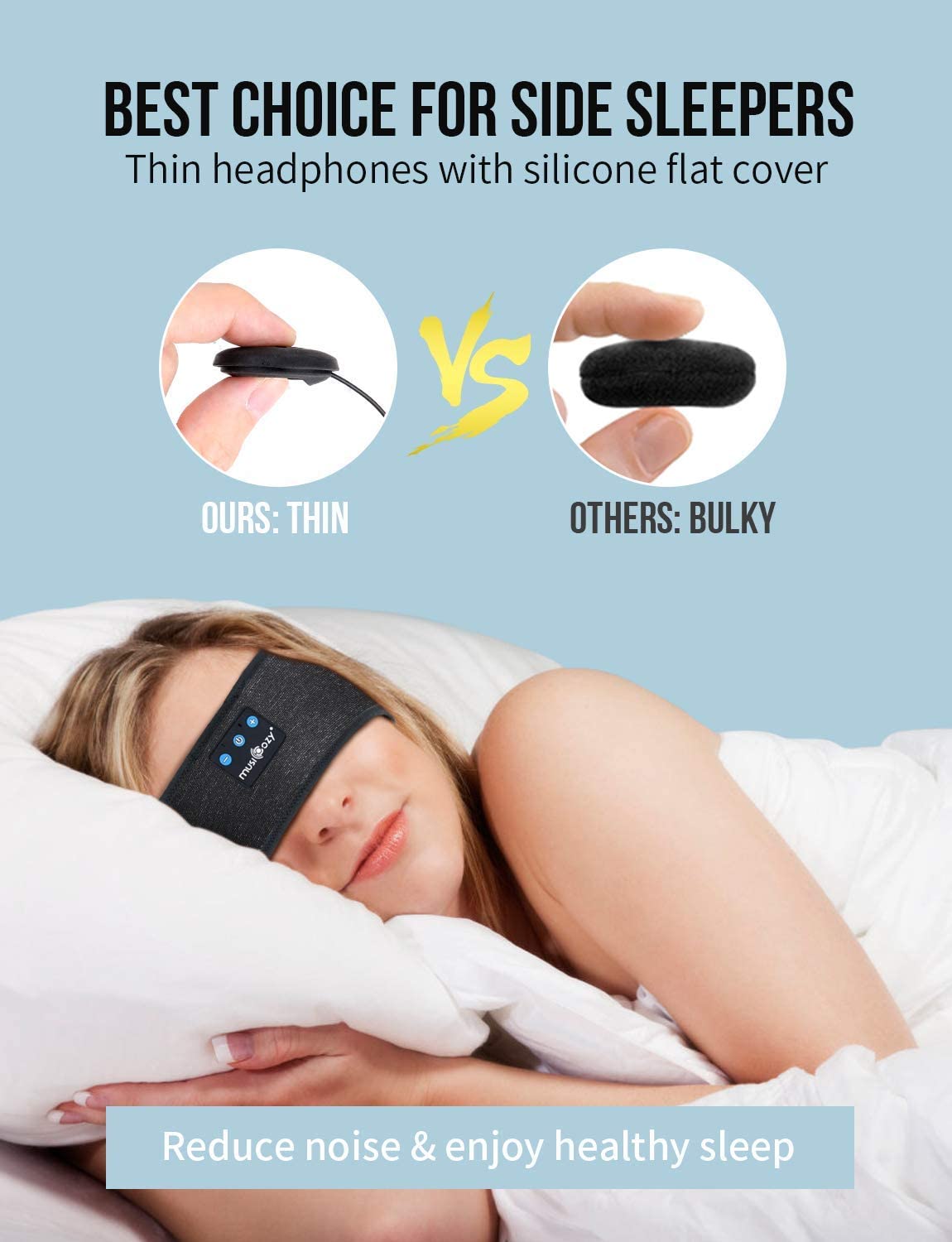 Buy MUSICOZY Black Sleep Headphones Bluetooth Sports Headband