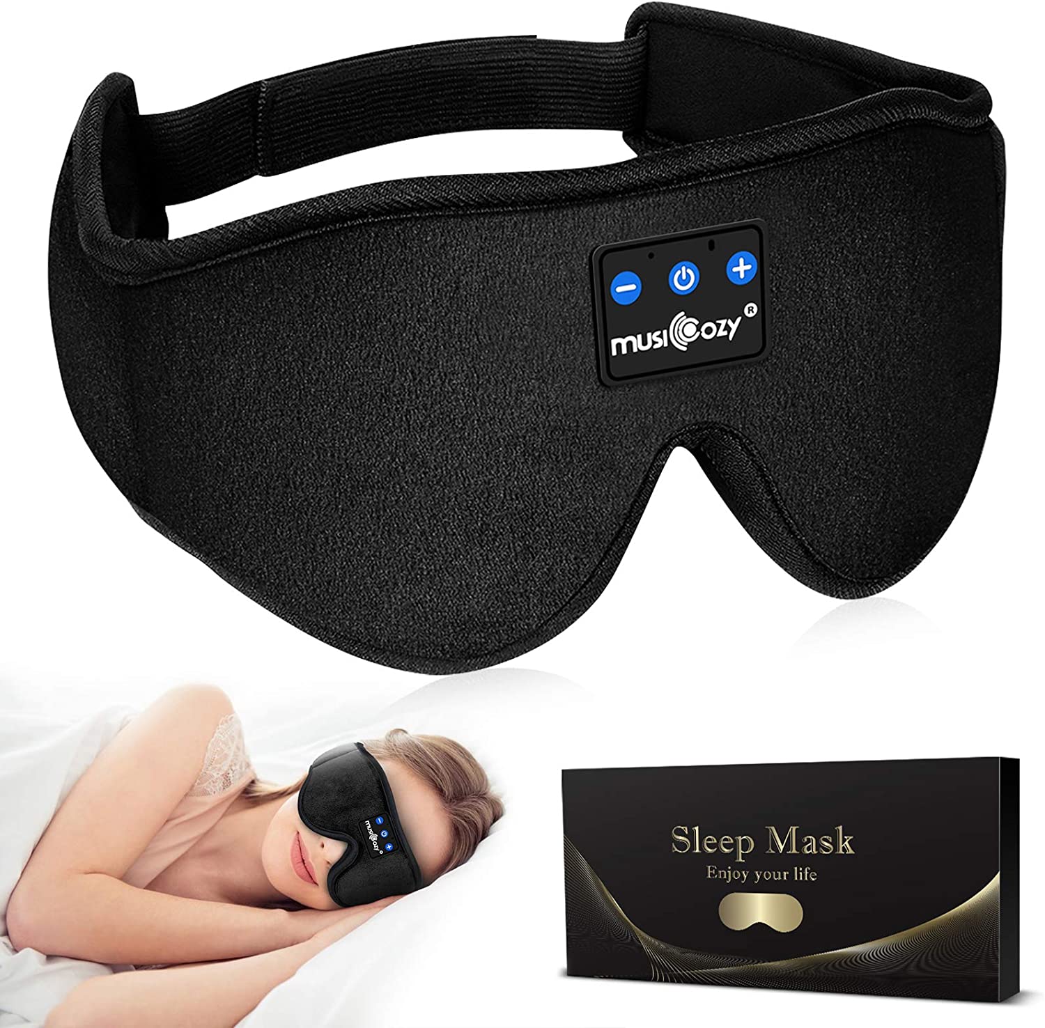 MUSICOZY Sleep Headphones Bluetooth Wireless Sleeping Eye Mask
