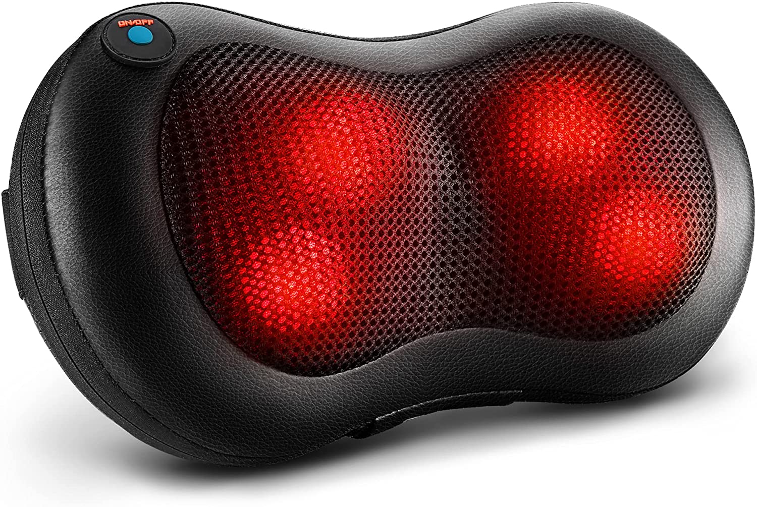 Naipo Shiatsu Pillow Massager Neck Back Massage with Heat, Deep Tissue Kneading for Full Body Muscle Pain Relief, Portable Relaxation in Car Home and Office - Black