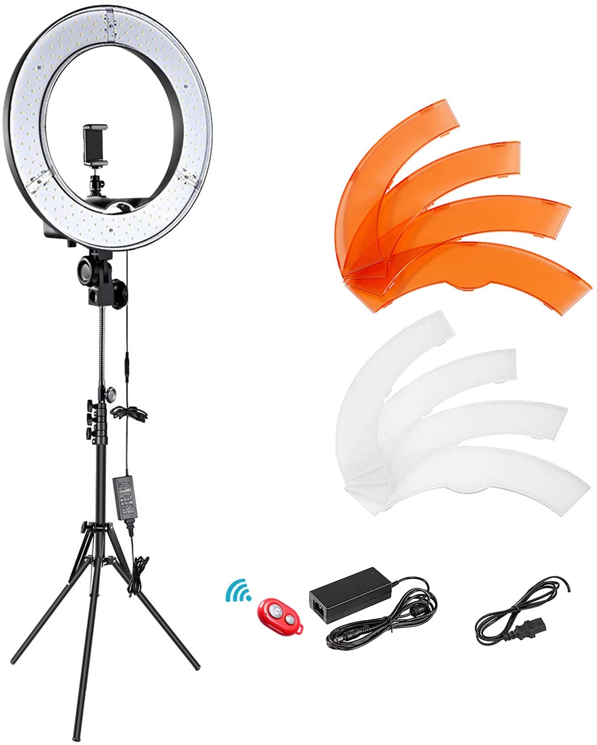 Neewer 12-inch Inner/14-inch Outer LED Ring Light and Light Stand 36W 5500K Lighting Kit with Soft Tube,Color Filter,Hot Shoe Adapter,Bluetooth Receiver for Camera Smartphone