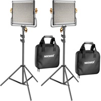 Neewer 2 Pack Dimmable Bi-Color 480 LED Video Light and Stand Lighting Kit Includes: 3200-5600K CRI 96+ LED Panel with U Bracket, 74.8 inches Light Stand for YouTube Studio Photography Video Shooting