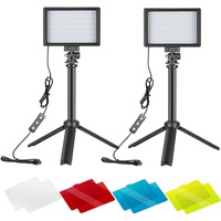Neewer Dimmable 5600K USB LED Video Light 2-Pack with Adjustable Tripod Stand and Color Filters for Tabletop/Low-Angle Shooting, Zoom/Video Conference Lighting/Game Streaming/YouTube Video Photography