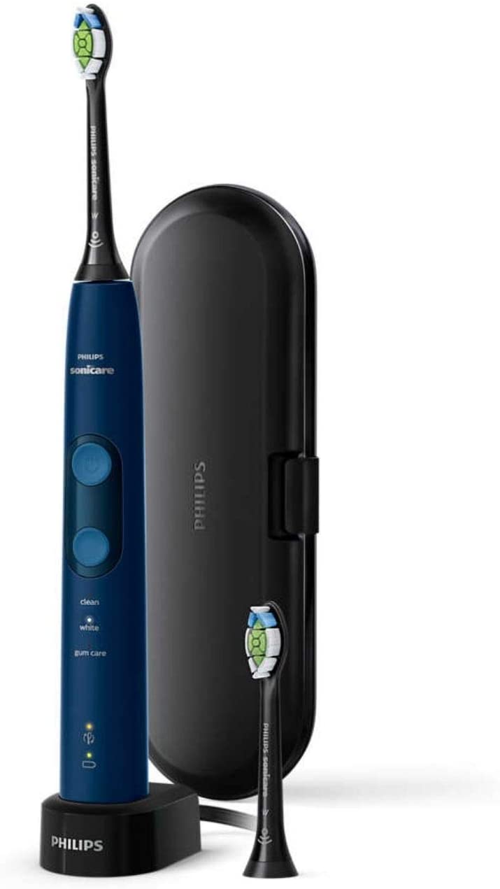 Philips Sonicare ProtectiveClean 5100 Sonic Electric Toothbrush with Built-in Pressure Sensor, 3 Modes & Travel Case, Navy Blue, HX6851/5