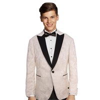 Boy's Ivory/Black Stylish Paisley Tuxedo Dinner Jacket