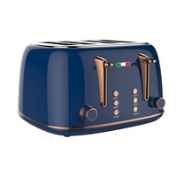 Vintage Electric 4 slice Toaster Copper Blue Stainless Steel 1650W