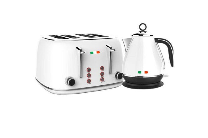 Vintage Electric kettle and Toaster Combo White Stainless Steel