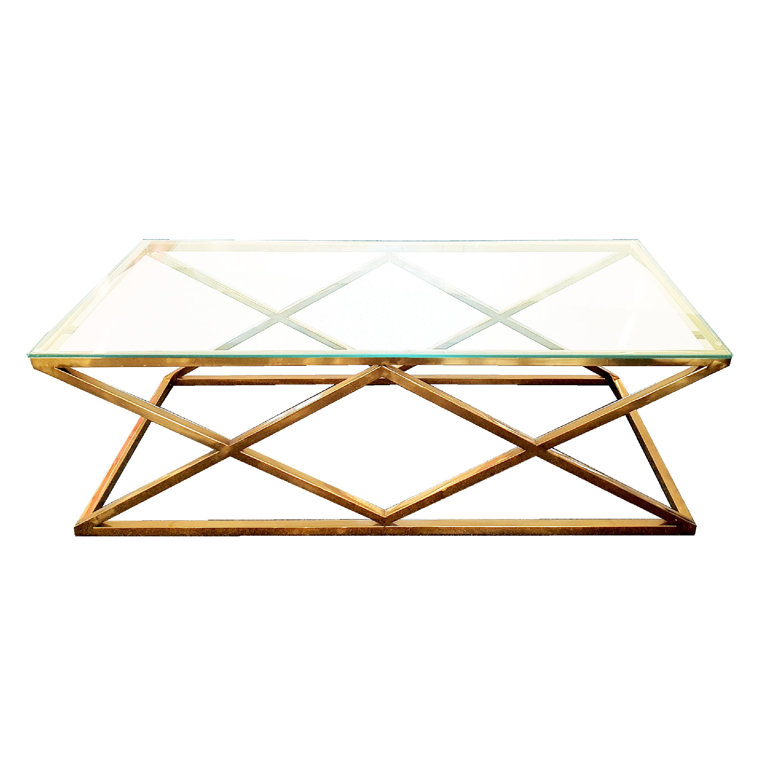 Beverely Gold Coffee Table with Clear Glass Top