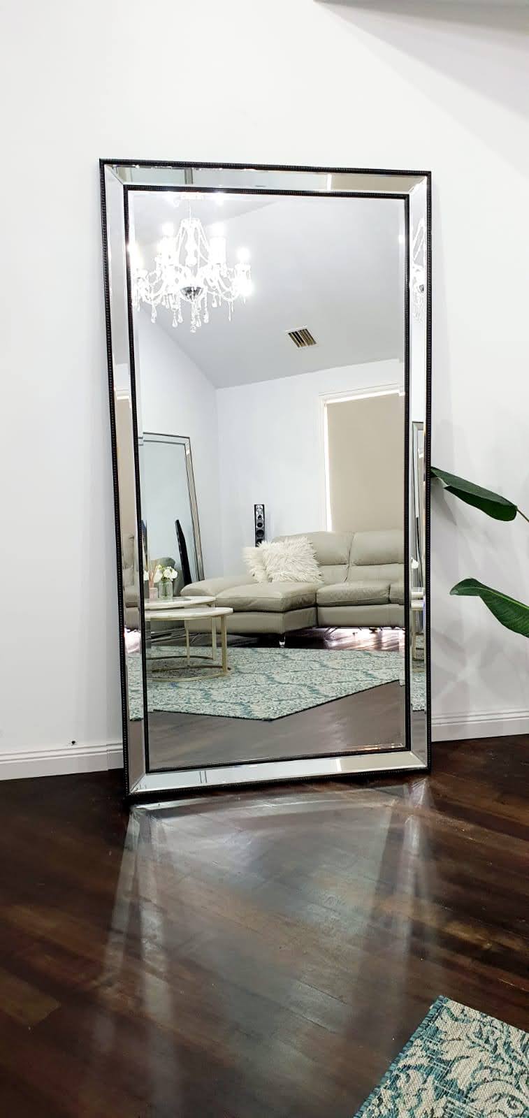 Black Beaded Framed Mirror - X-LARGE 100cm x 190cm