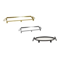 Eliza Rectangle Iron Mirror Tray with Handles - Black/Gold/Silver - 4 Sizes Available