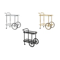 Glass Bar Cart Trolley With Cart Wheels - 3 Colours Available