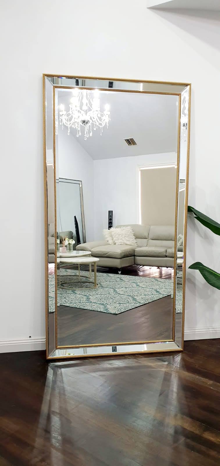Gold Beaded Framed Mirror - X-LARGE 100cm x 190cm