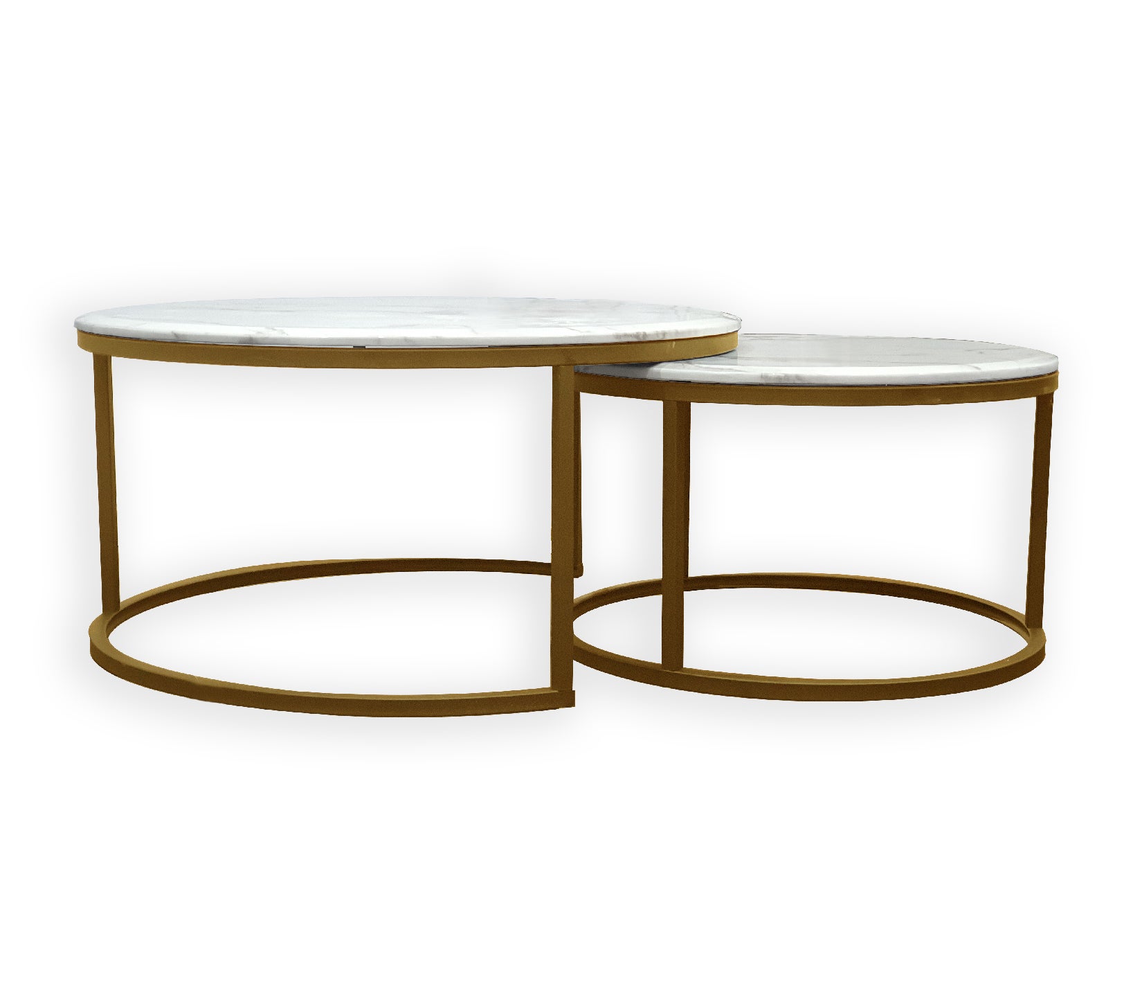 Romana set of 2 Marble Top Nesting Coffee Table - Large 80cm/60cm - Champagne