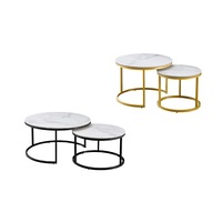 Romana Nesting Coffee Table Set - Black / Champagne Frame - 2 Sizes Available