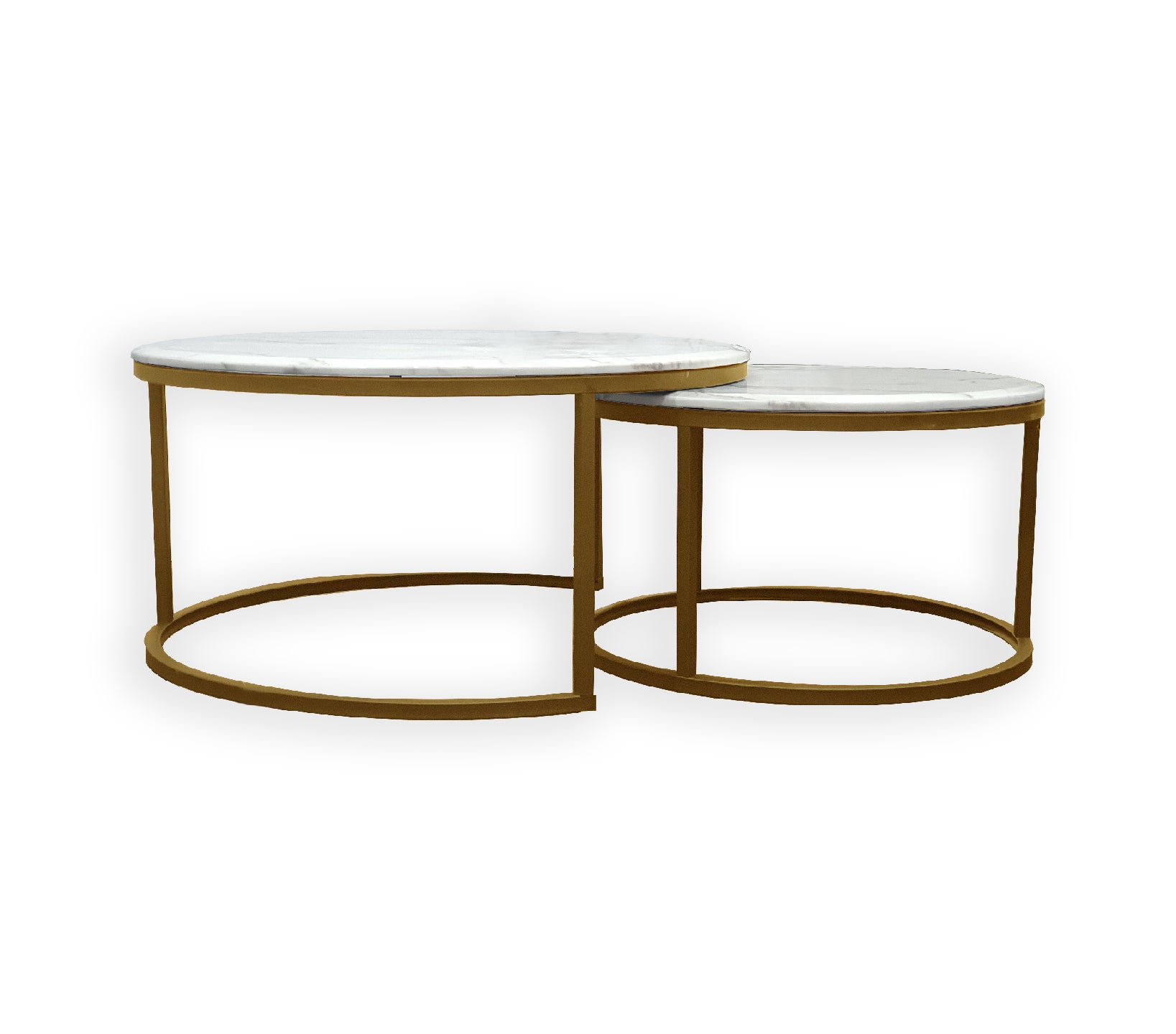 Romana set of 2 Marble Top Nesting Coffee Table - Small 60cm/40cm - Champagne